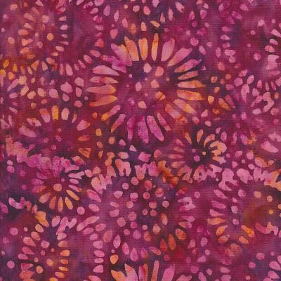 Sun Flower Dark Purple Orange Batik Fabric Sf140323